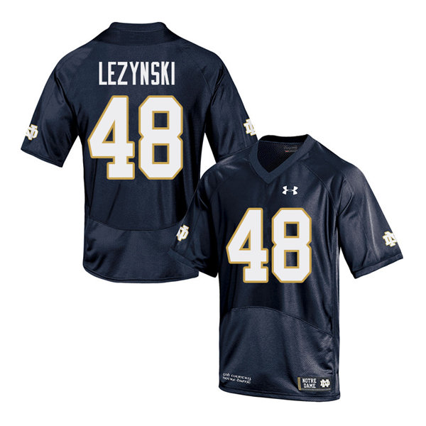 Men #48 Xavier Lezynski Notre Dame Fighting Irish College Football Jerseys Sale-Navy